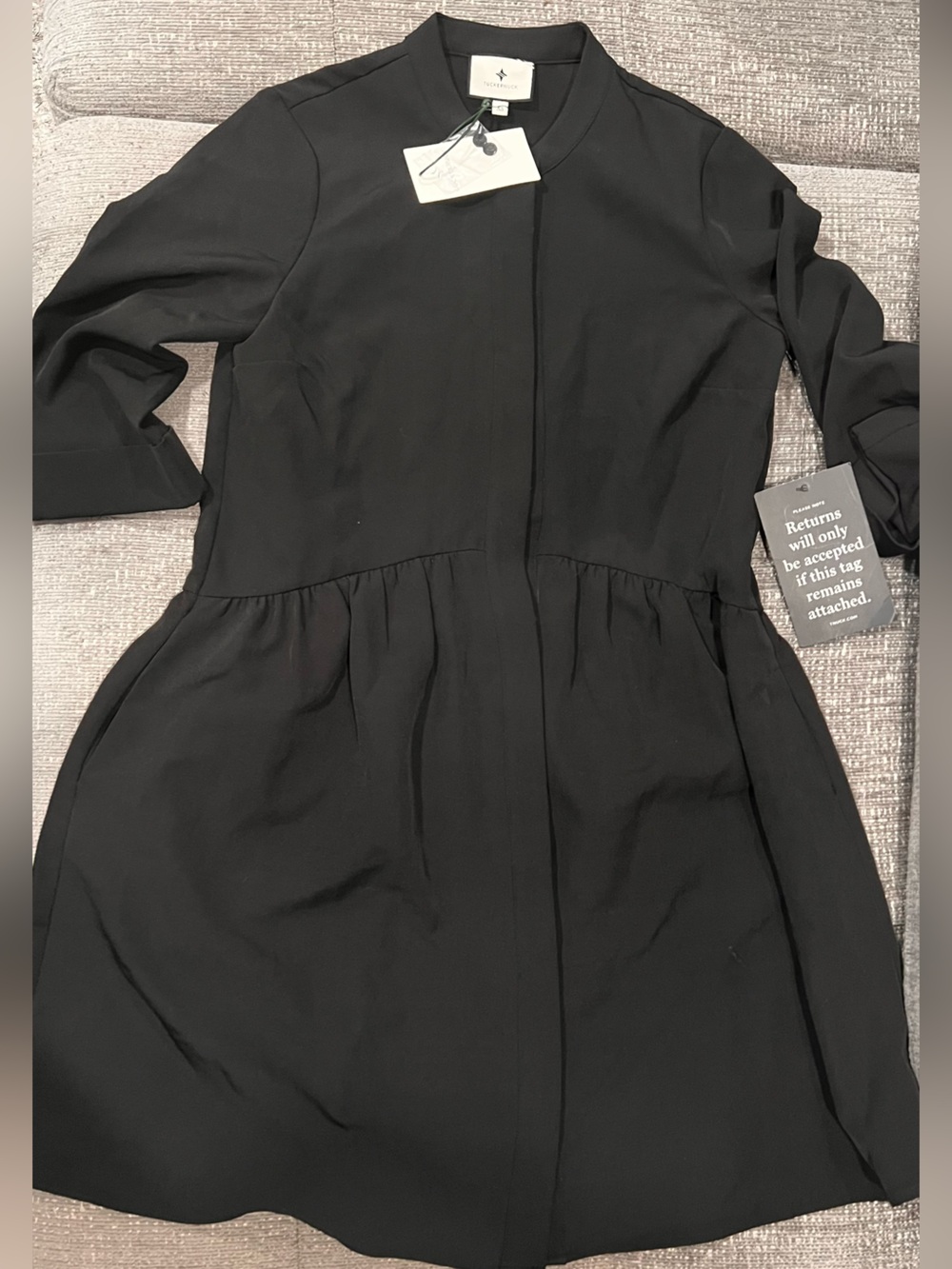Tucker + Tate Black Long Sleeve Pleated Waist Dress. Q12